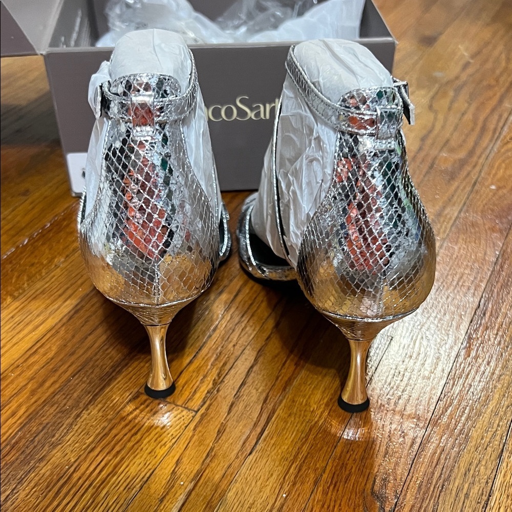 Franco Sarto Shiny Silver Strappy Heels - Picture 4 of 5
